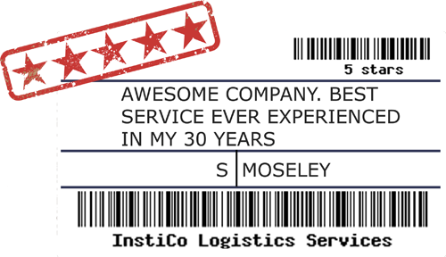 InstiCo customer review label with five-star rating